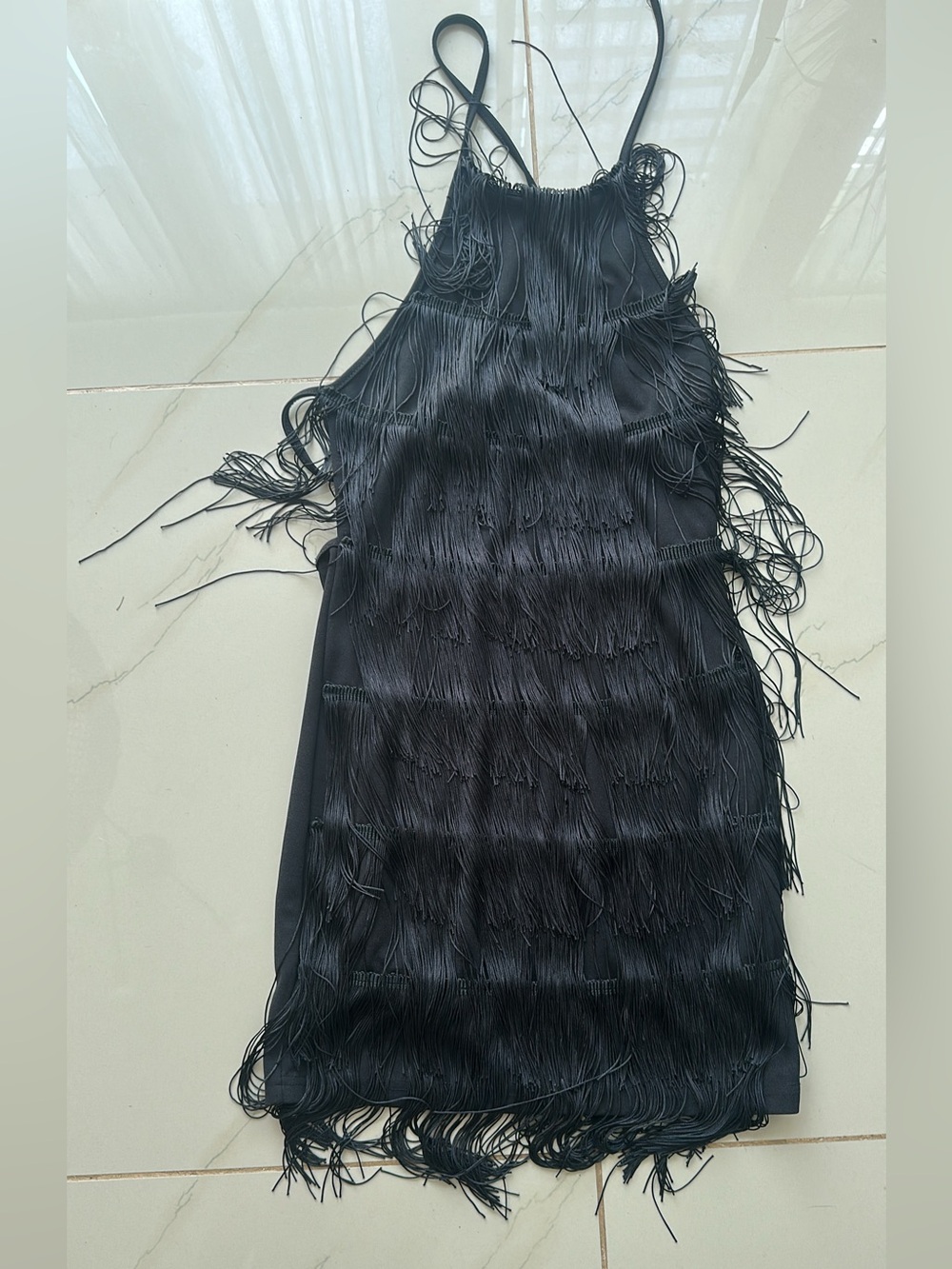 Black Fringe Slip Dress - Women